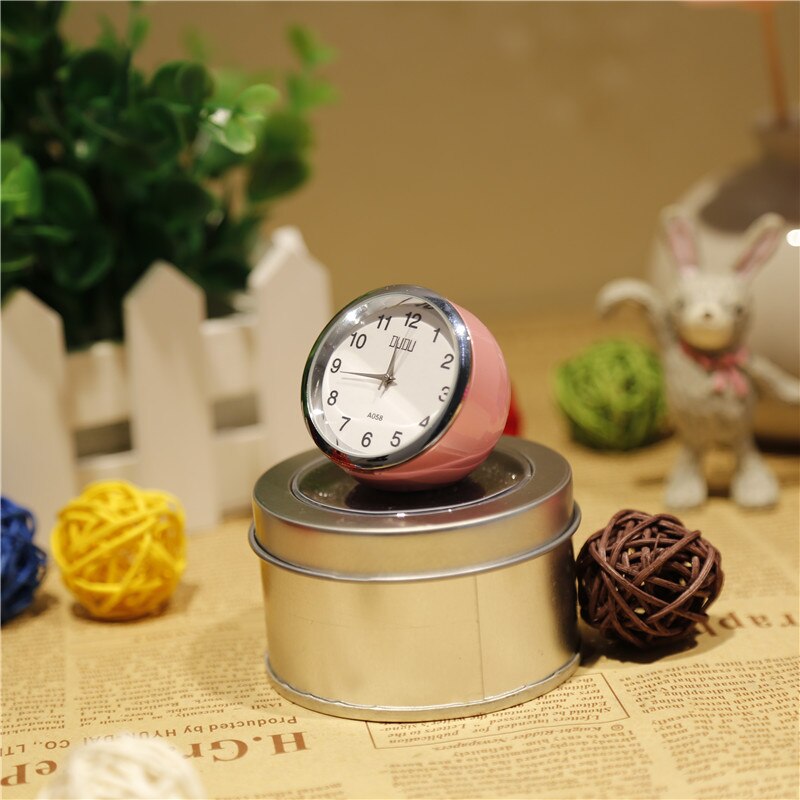 Retro Exquisite Mini Table Clock Multicolor Optional Circular Metal Table Clock Needle Desk Clock 4cm WY52619