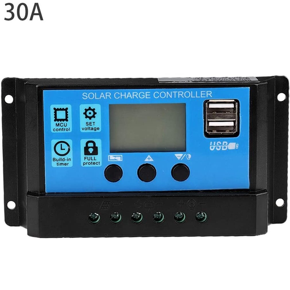 Mppt solcontrollere automatisk sporingsudstyr opladning hjem regulator lcd skærm beskytte batteri: 30a