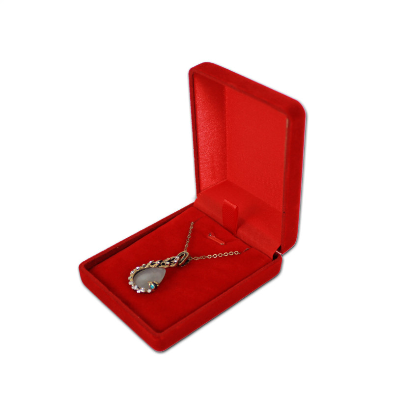 Gros noir velours mariage mariée bijoux collier pendentif boîte Colar boucles d'oreilles bibelot présentoir support organisateur: Rouge