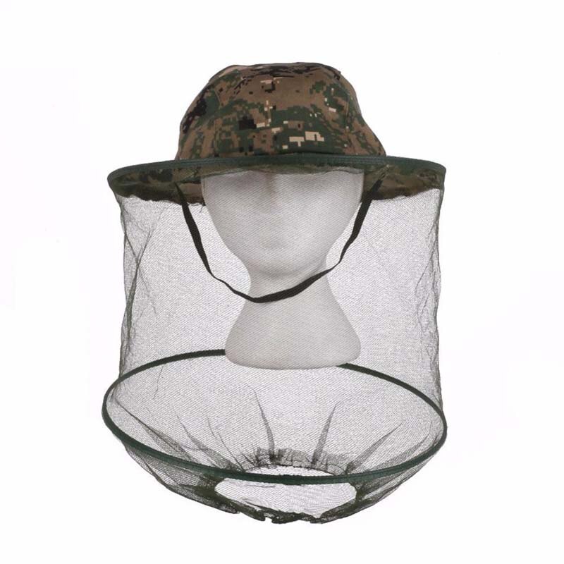 Camouflage fiskeri hat biavl insekter myggenet forebyggelse kasket mesh fiskekasket udendørs solskærm ensom hals hoveddæksel: Grøn camouflage