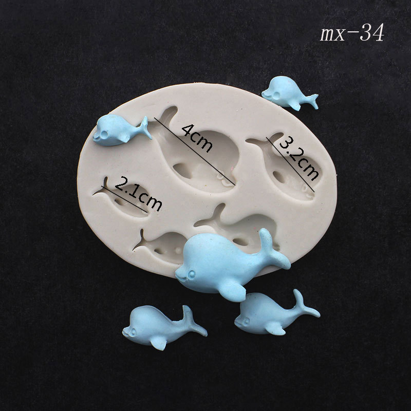 3D Shell Starfish Fondant Cake Mold Silicone Mold Set Mermaid Tail Sea Animal Cake Decorating Tools DIY Craft Fondant Molds: zgniły zielony