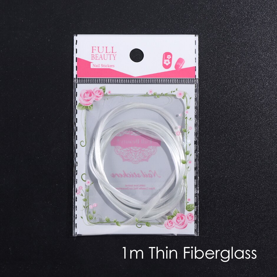 1m/2m/5m glasfiber för nagel akrylförlängning franska spetsformade spetsar glasfiber silke manikyrförlängningsset  ch1578: Tunn 1m