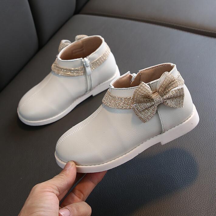 Peuter Meisjes Schoenen Pu Lederen Strik Prinses Schoenen Roze Baby Girl Party Schoenen Beige Baby Kinderen Schoenen 1-6Y: White / 21
