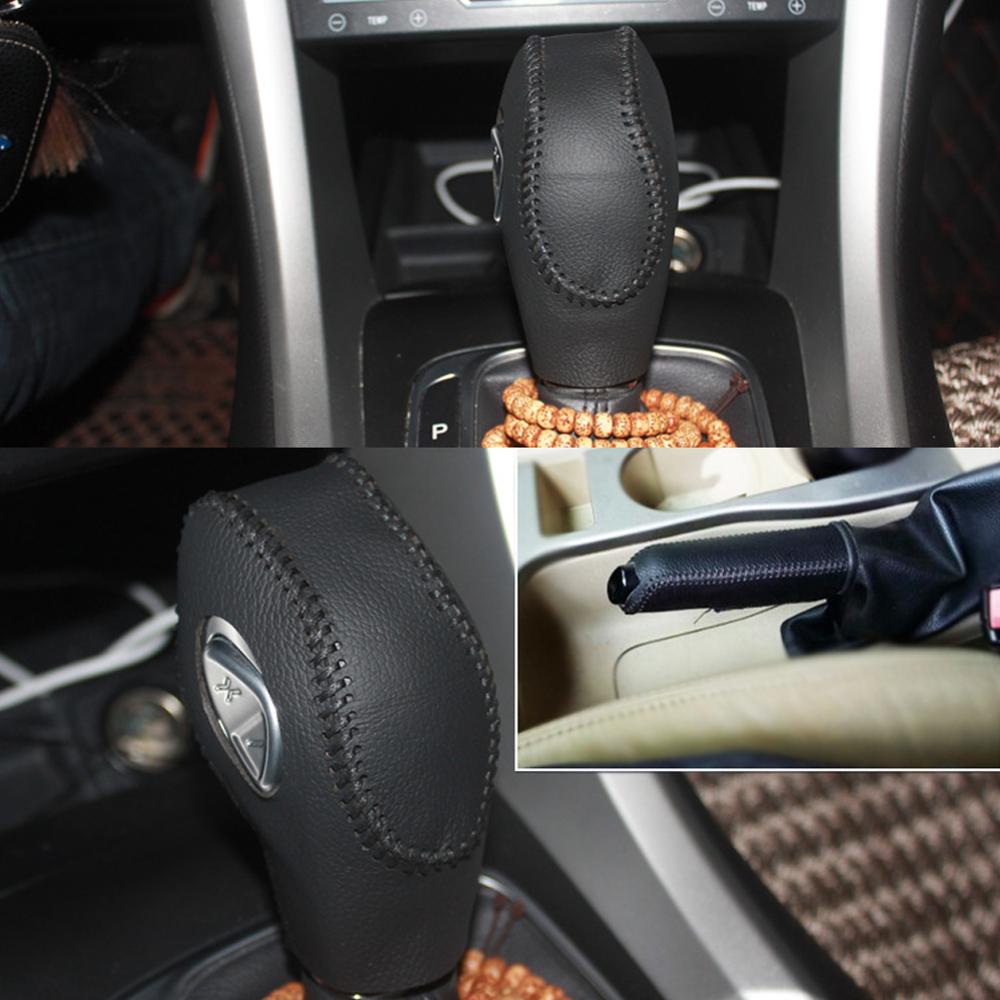 1PC Protective Shift Knob Leather Cover For FORD Focus Ecosport 12-18 Gear Shift Knob Cover