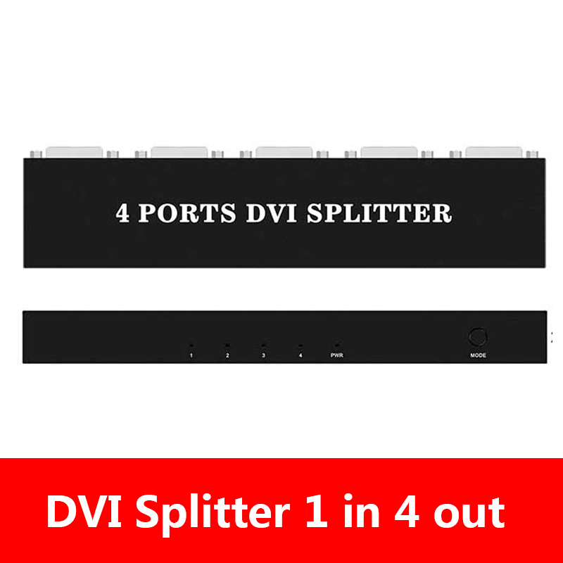 DVI Splitter 1X4 DVI-D 1 In 4 Out 4-Port DVI Distribution Duplicator for projector monitor computer graphic card