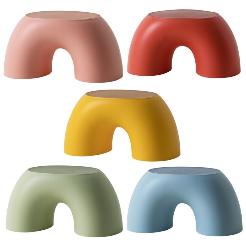 Taburete semicircular Simple para niños, banco pequeño de arcoíris, silla de Interior para el hogar, muebles de juguete, sofá de dormitorio Interior D