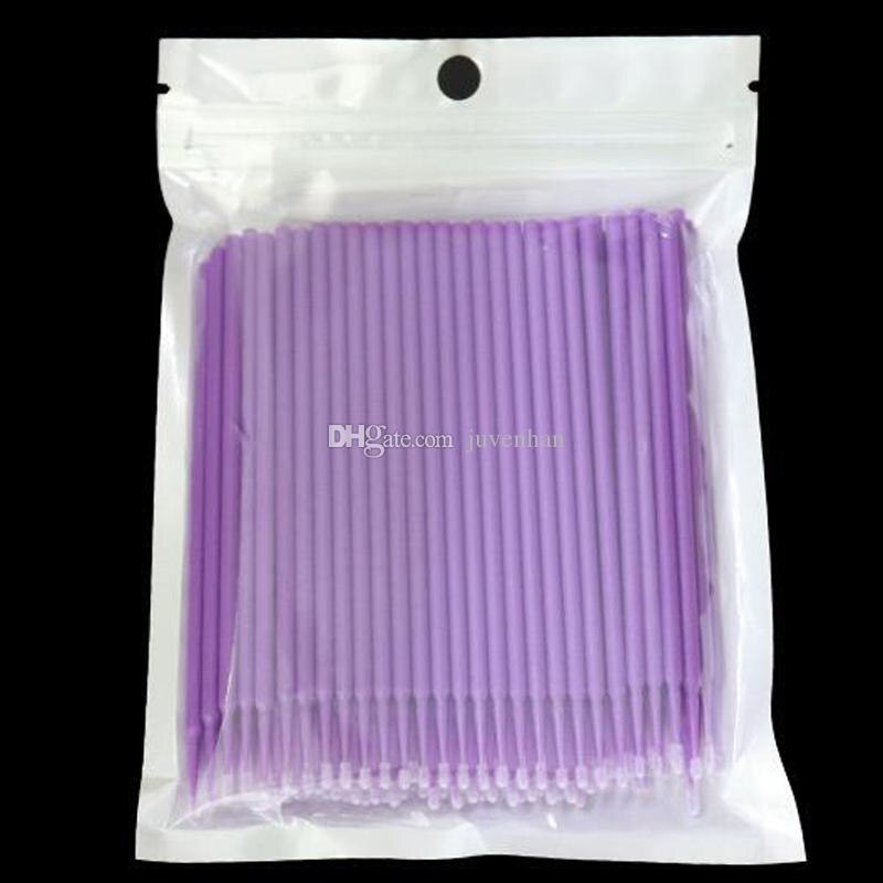 Plastic Eyelash Lash Extension Glue Applicator Apply Removal Cotton Swab Cotton Swab Makeup Clean Disposable Cotton Bar 100pcs: Purple