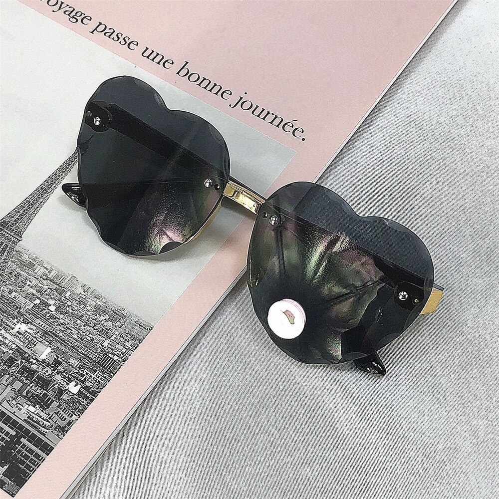 Baby Girl Sunglasses for Children Heart TR90 Black Pink Red Heart Sun Glasses for Kids Polarized Flexible: F