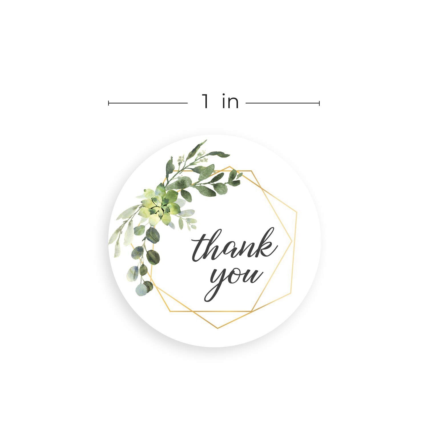 1000x Thank You Stickers Greenery Frames Thank You Stickers / 4 Alternating Designs & 6 Different