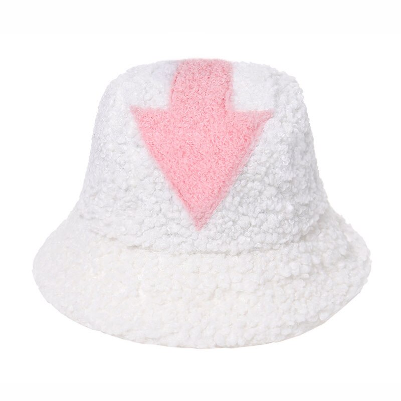 Winter Bucket Hat Hip Hop Lamb Wool Fishing Cap Bucket Hat Plaid Warm Men Women Wool Hat Tide Flat Top Hats: 03