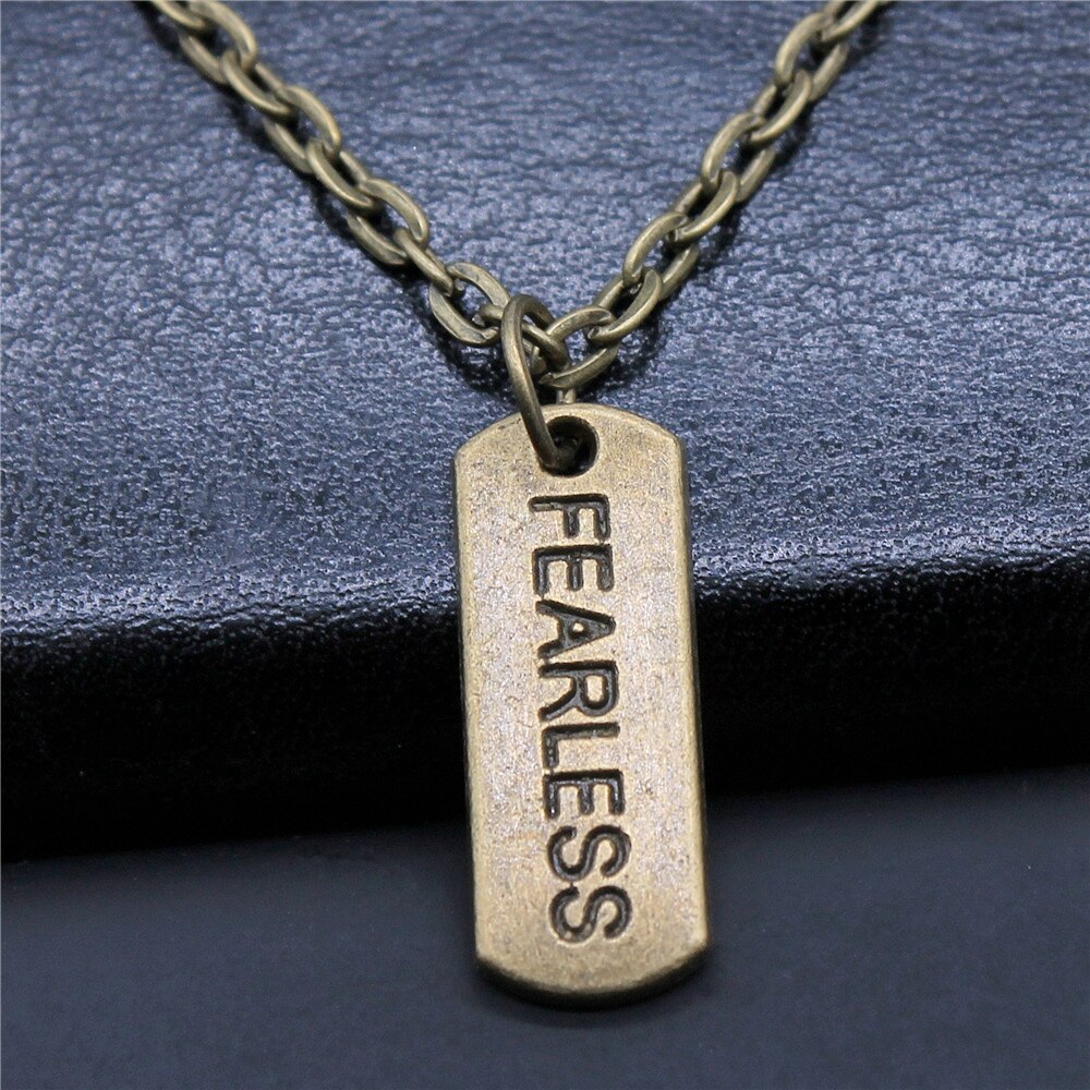 Mode 2 Kleuren 21X8Mm Fearless Tag Charms Hanger Necklacefor Vrouwen Sieraden Producten: Antique Bronze Plated