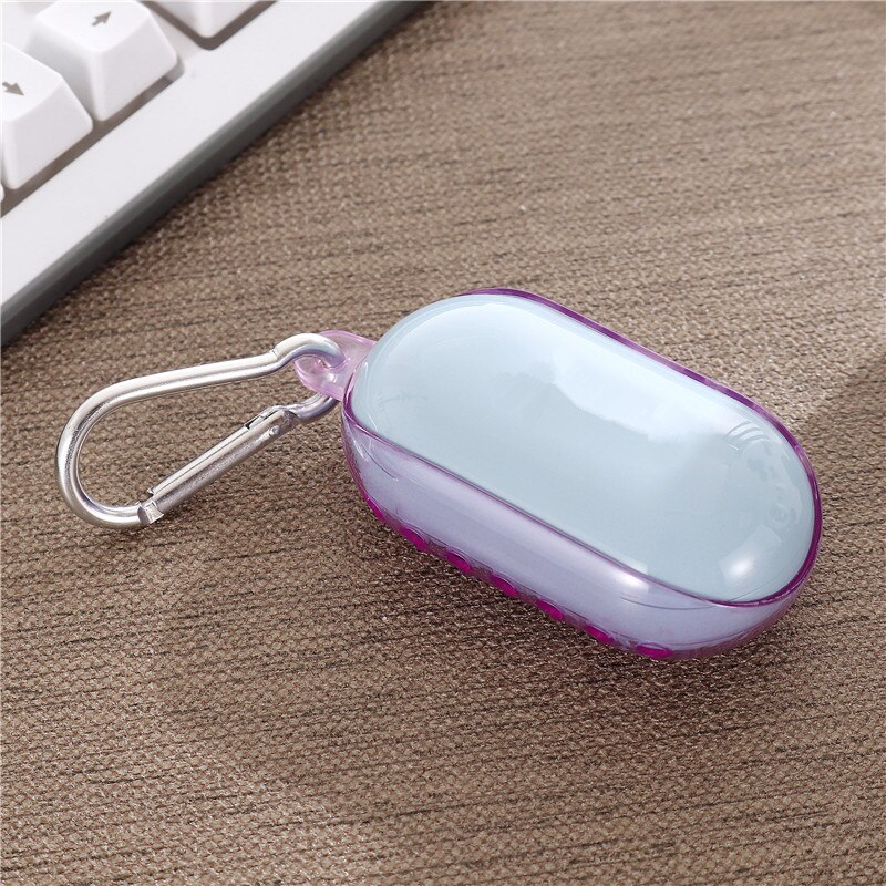 Til samsung galaxy buds plus + etui klar gennemsigtig blød silikone trådløst øretelefon cover til galaxy buds etui med nøglering: Lilla