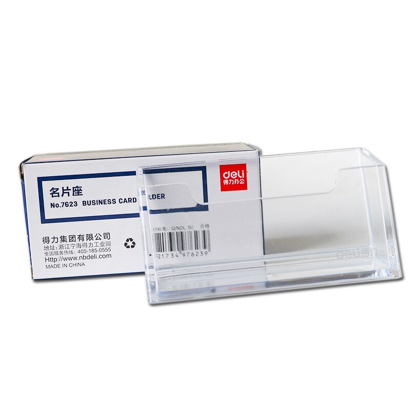 Deli Stationery 7623 Business Card Holder/Desktop Card Case/Fully Transparent Plastic Card Case