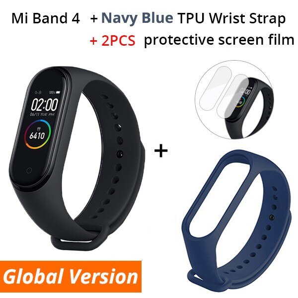 Originale Xiao mi mi fascia 4 Globale versione Di Smart braccialetto 3 Di colore schermo AMOLED mi FASCIA 4 Fitness Traker Bluetooth smartband: GL n NavyBlue Strap