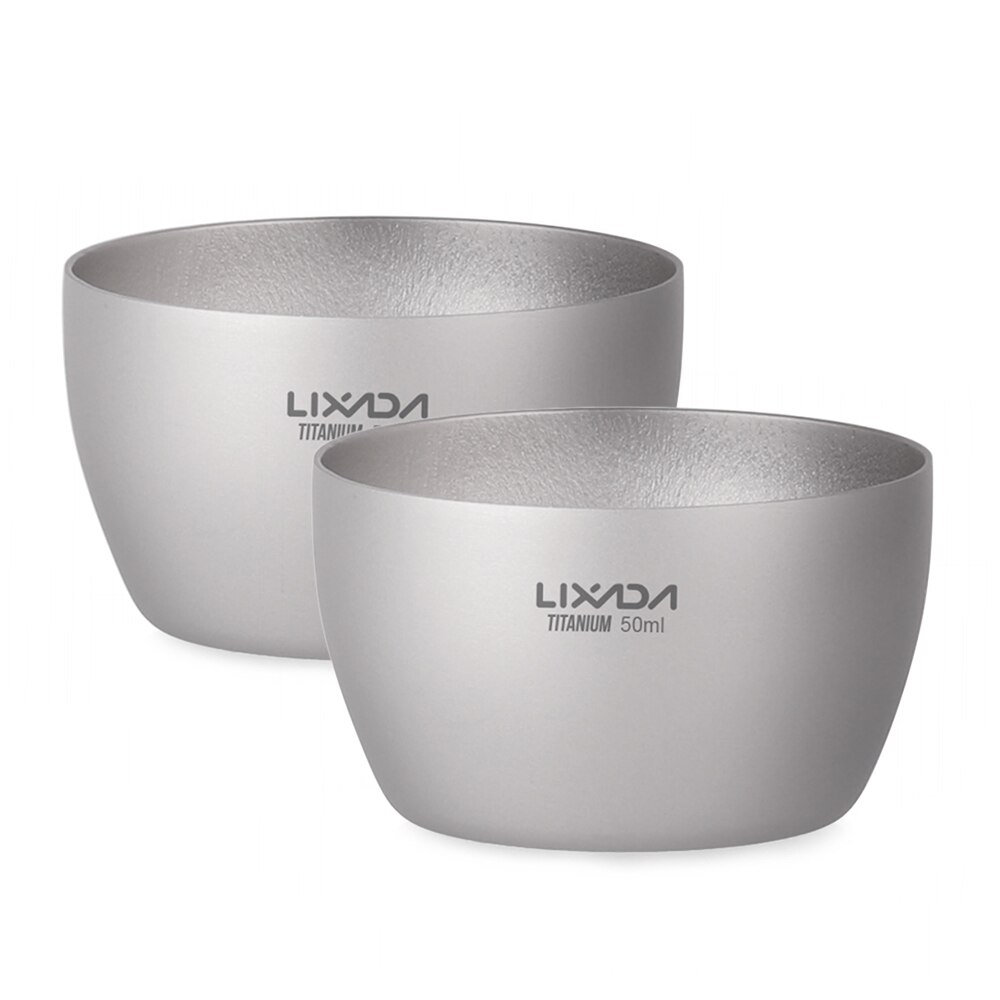 Lixada 2 Stuks 50 Ml Dubbele Muur Titanium Mini Tea Cup Water Cup Home Office Outdoor Camping Wandelen Koffie Thee cup Mok: 2 pcs