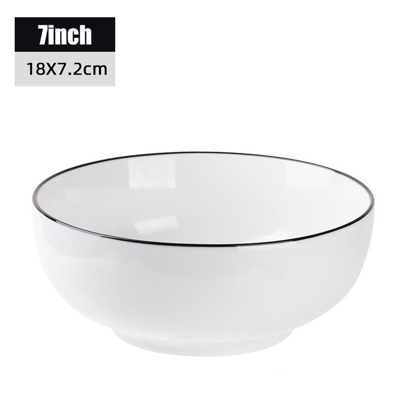 White Dinnerware Set Porcelain Spoon Bowl Plate for Home Use Everyday Use FOU99: 7 inch bowl