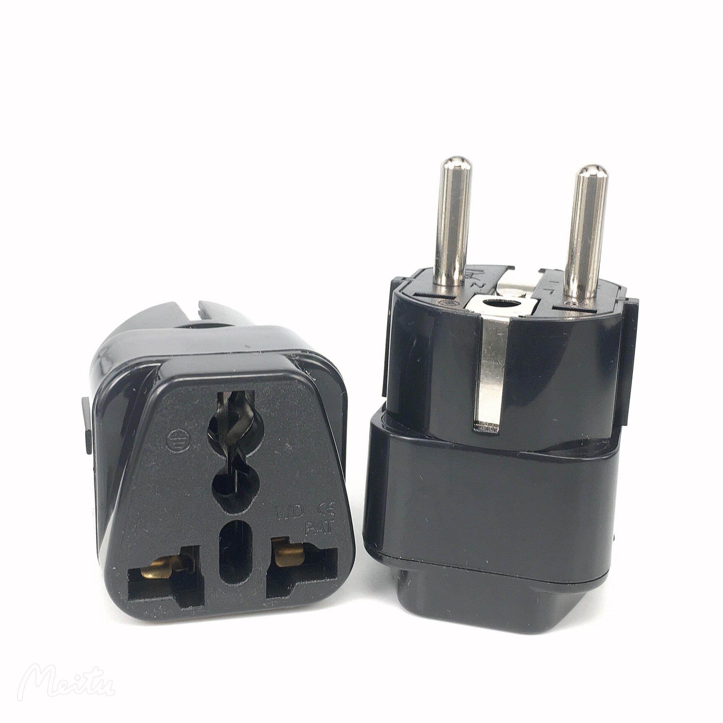 Black white 16A EU 4.8MM universal travel adapter plug socket converter for US AU UK EU German French Netherlands Korea Poland
