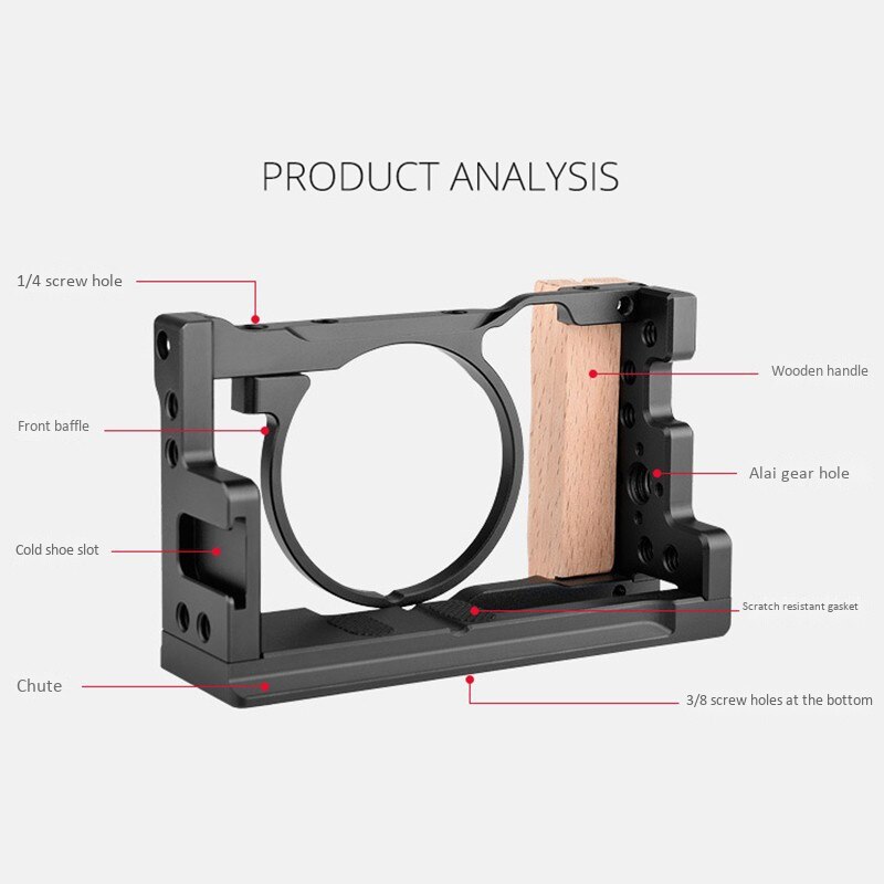 YELANGU RX100 VII Camera Cage for Sony RX100 VII and RX100 VI Dslr Cage with Wooden Side Handle