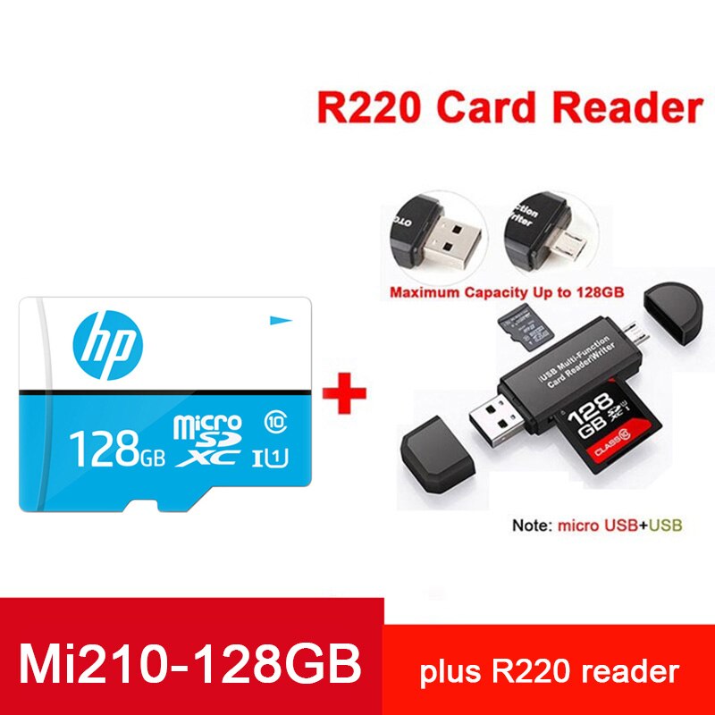 Hp Tarjeta Scheda Micro Sd Scheda di Memoria 128 Gb Tf Flash Card 64 Gb 32 Gb 16 Gb Cartao De memoria Microsd per Galaxy Huawei Xiaomi Telefono: Mi210-128G-2in1