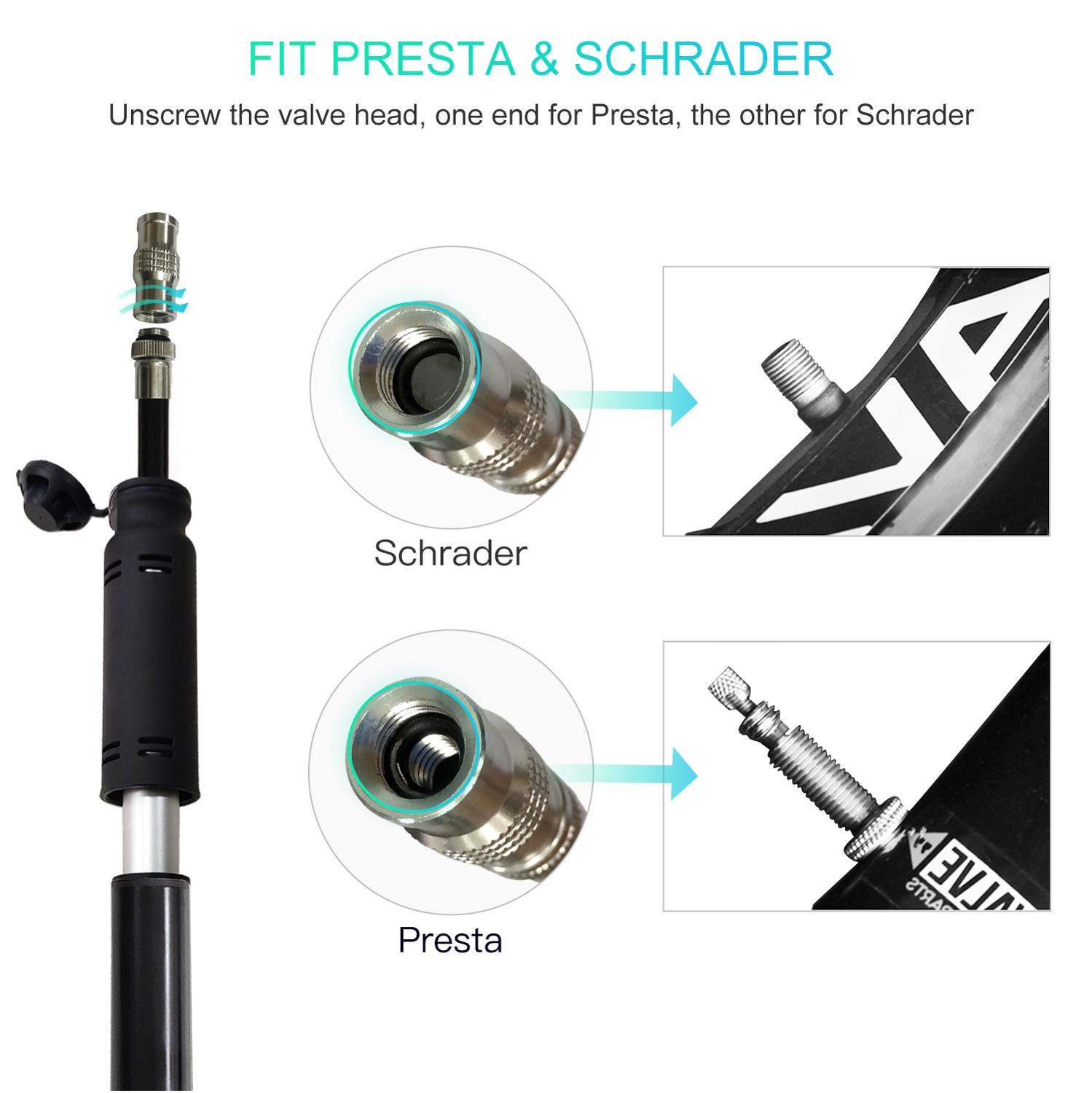 CYCPLUS Bicycle Pump Mini Pumpe for Bike Cycling Inflator Accessories 110PSI Portable Aluminum Alloy Presta Schrader Valve pump