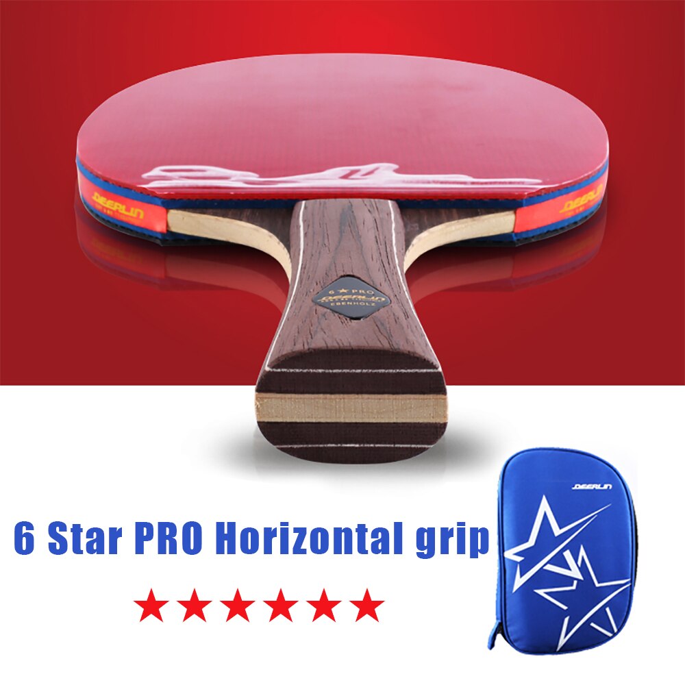 Original DEEPLIN 6 Sterne Profi Kohlenstoff Struktur Tischtennis Schläger Ddouble Pickel-in Gummi Klingeln Pong Schläger Tenis de mesa Tisch: 6 star PRO 1 lange