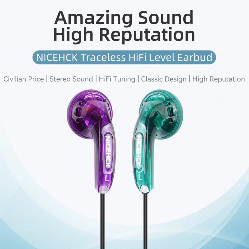 NICEHCK Traceless 3.5mm HIFI Earbud 15.4mm Dynamic Driver Unit DJ Bass Earphone Wired HD Microphone Headset EB2S/B40/B70/VIDO