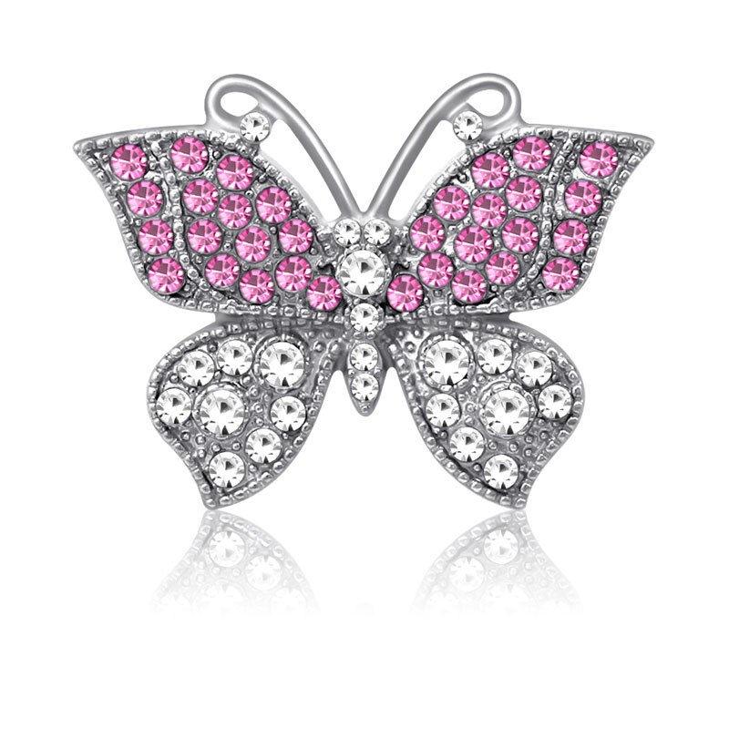 KZ3505 – bracelet papillon en métal, strass, cristal, beauté, boutons à pression, 18MM,: pink