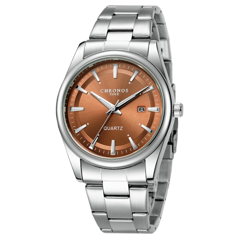 CHRONOS Luxe Quartz Horloge voor Mannen Waterdicht Datum Lichtgevende Horloge Roestvrij Staal heren Horloges Mannelijke Klok Sport Reloj