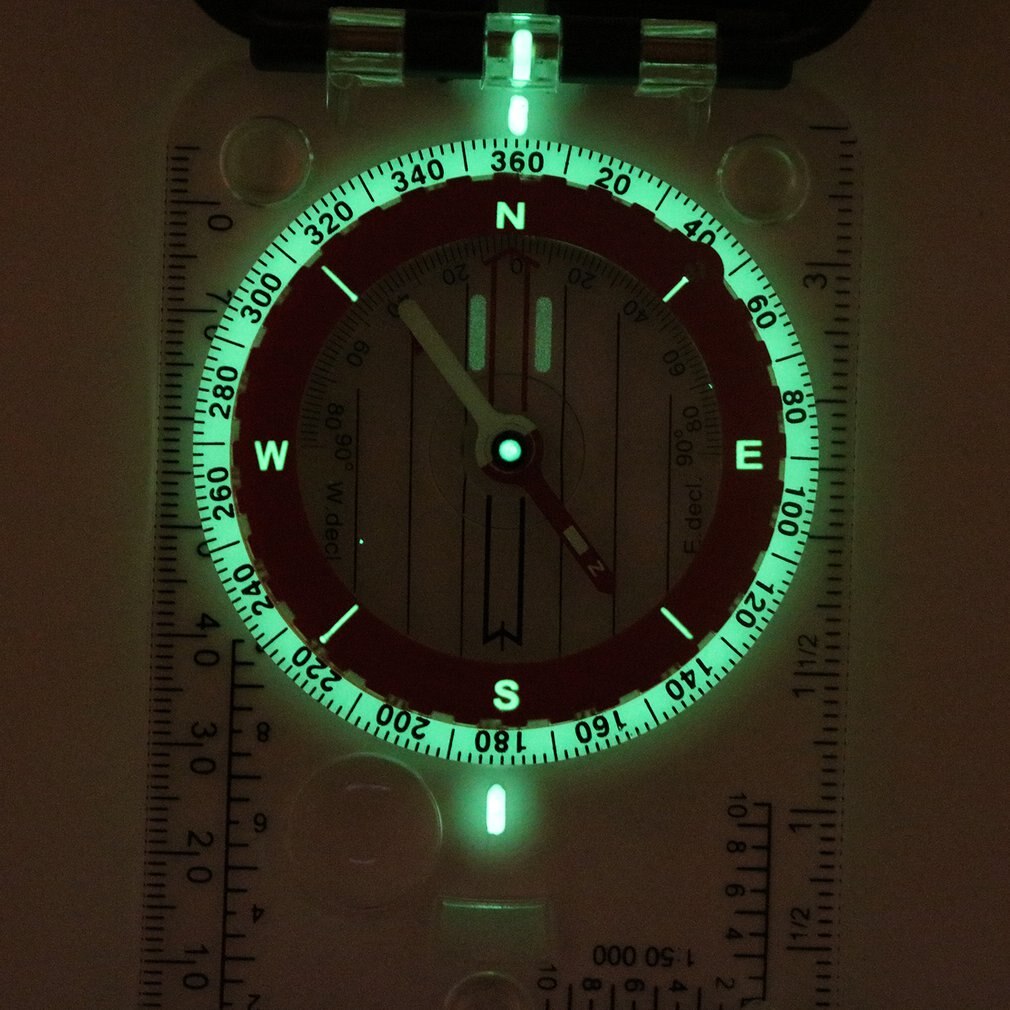 Outdoor Camping Orienteering Map Compass Sighting Mirror Compass With Adjustable Declination Clinometer And LED Light