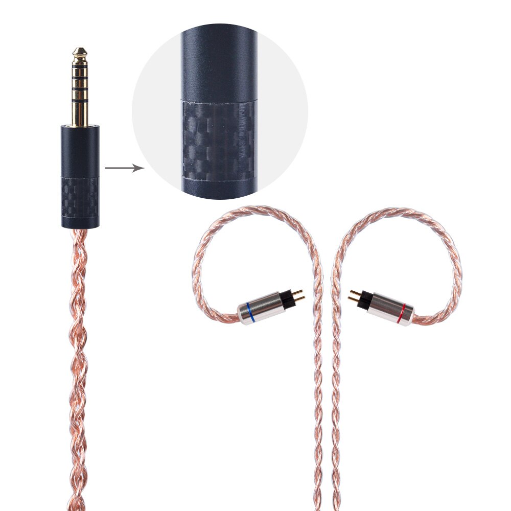 OFHC 24 AWG 6N de cobre de alta pureza Cable 2,5/3,5/4,4mm equilibrado Cable con MMCX/2PIN/QDC para BL-03 BLON ZS10 PRO ZSX C12 BA5: 2PIN 4.4