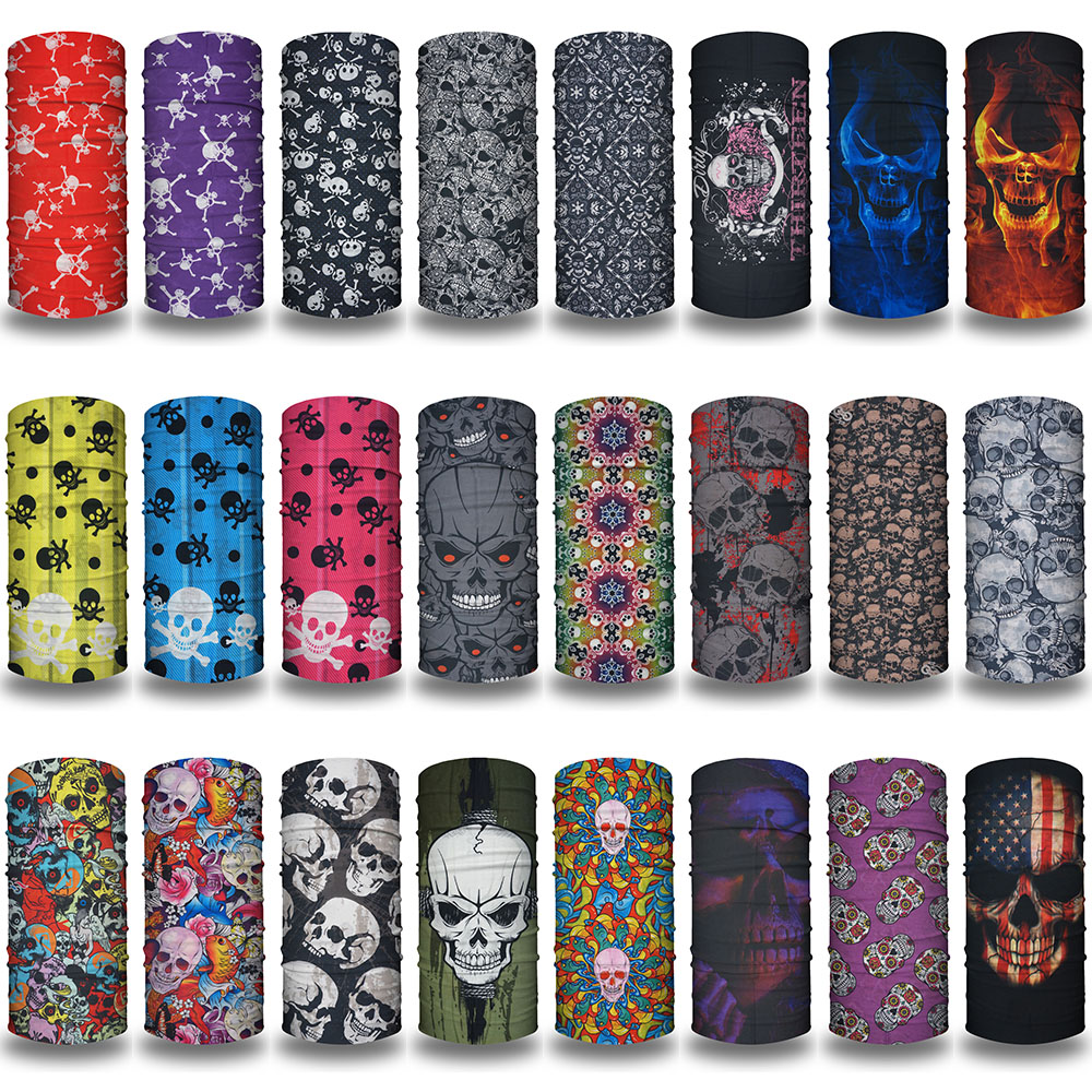 Ademend Schedel Halsbeenkap Voor Fietsen Wandelen Vissen Uv-bescherming Quickdry Zwart Bandana Mannen Vrouwen Art Printing Sjaal