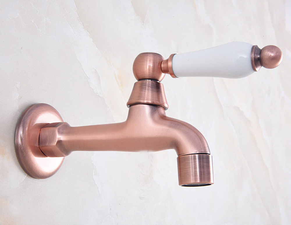 Antique Red Copper Outdoor Faucet Garden Water Tap / Mop Pool Faucet / Laundry Sink Cold Water Tap Bidcock Faucet Bav325