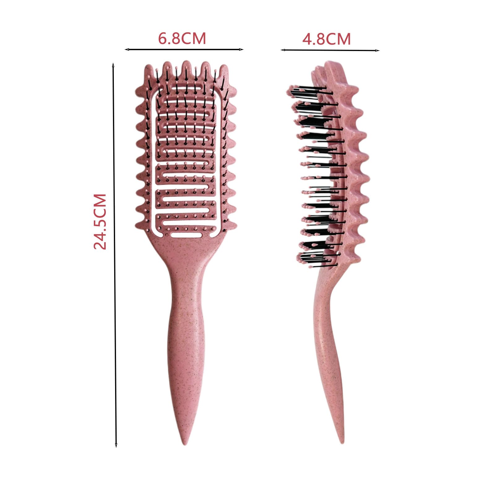 Cepillo de pelo rizado, cepillo de peinado hueco, peine para Barba, cepillo para desenredar, herramientas de estilismo multiusos para el hogar: Rojo