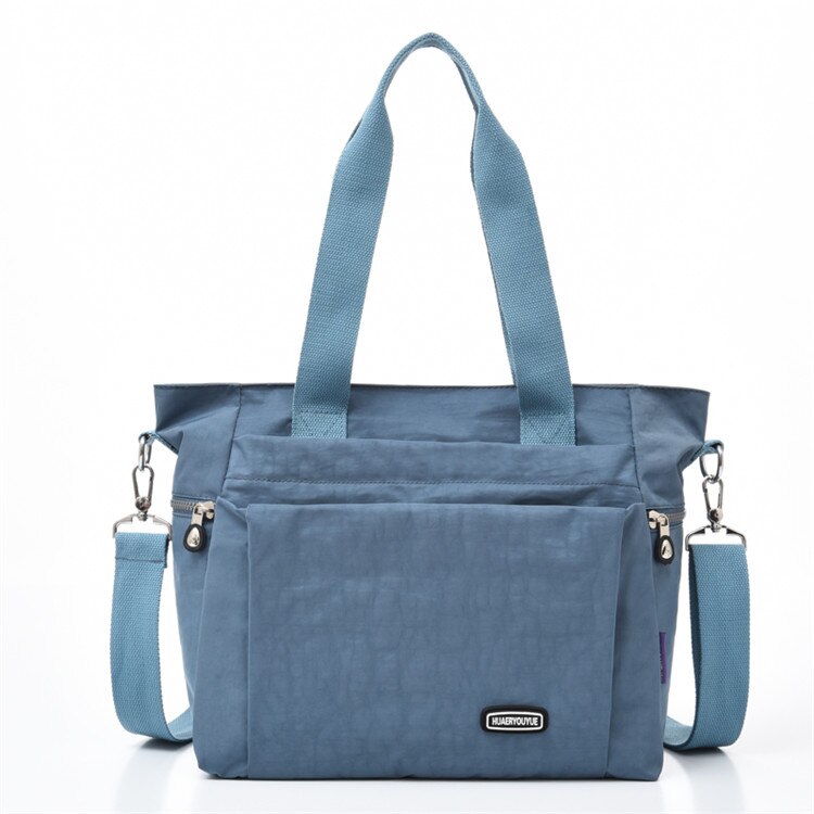 Bolso de hombro de nailon para mujer, bandolera de gran capacidad, resistente al agua, para el trabajo: Gray Blue