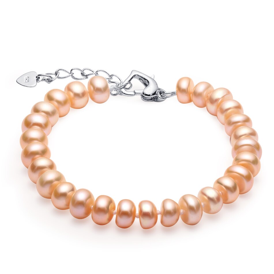 Natuurlijke Zoetwater Parel Armbanden Voor Vrouwen Verbazingwekkende Prijs 8-9mm Parel Sieraden Zilveren 925 Armband sieraden: Roze