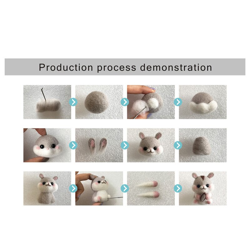 Cute Animal Pig Panda Wool Felt Needle Poked Knitting DIY Wool Felting Package Handmade Keychain Sewing Art Craft Decor