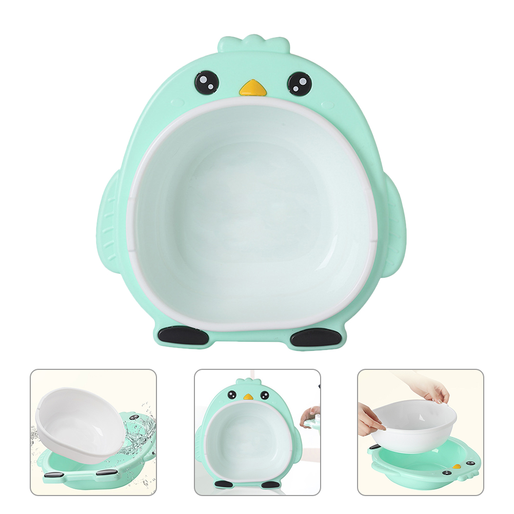 Portable Baby Face Basin Kids Washbasin Infant Washing Bathtub Thicken Basin: Green