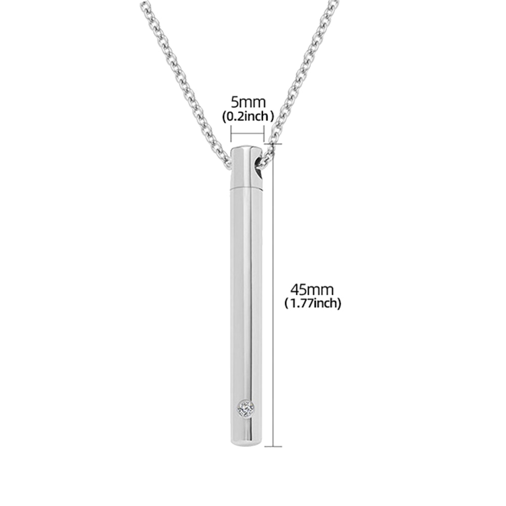 Unisex Rvs Sieraden Huisdier Cilinder Kristal Gedenktekens Schroef Open Crematie Urn Ketting Hanger Ash Case Houder: Steel Color