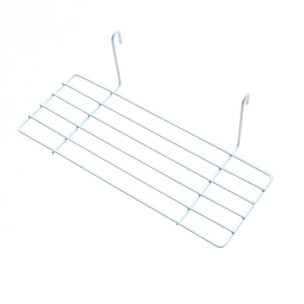 Hanging Wire Storage Basket Rack Straight Shelf Wall Organizer for Grid Panel Display: White