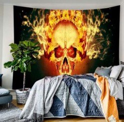 Vegg tapetry skull print husholdning vegg tapet halloween vegg hengende teppe dekorativ klut: D