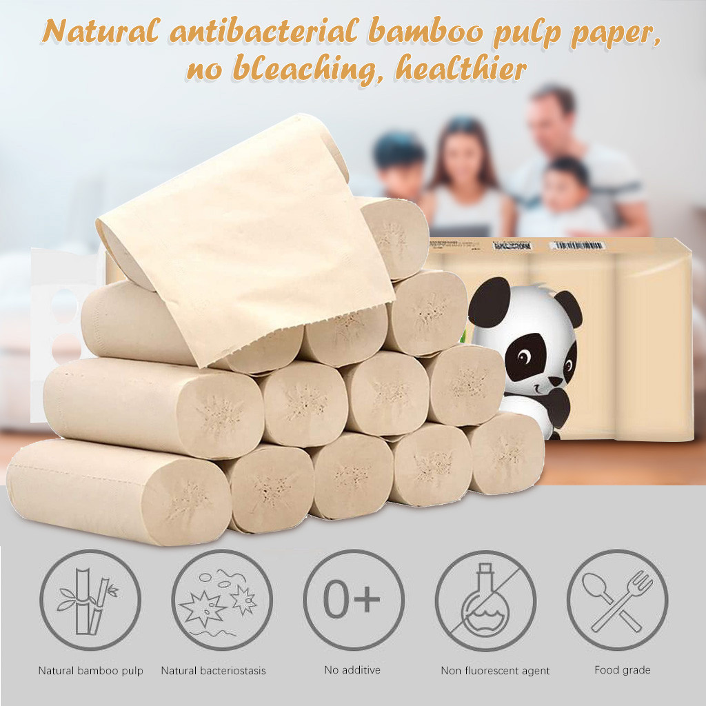 14pcs Roll Paper Tissue Roll 4 Layer Thickened Household Clean Soft Bamboo Pulp Toilet Paper Tissue Napkin Paper Towels In Stock