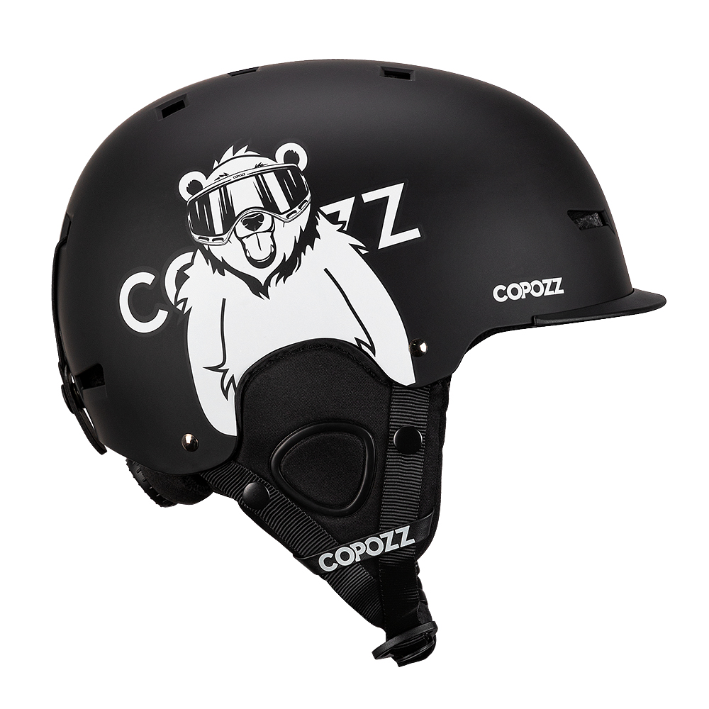 COPOZZ casco de esquí dibujos animados medio cubierto casco de seguridad antiimpacto ciclismo esquí Snowboard casco deportivo para adultos y niños: M / Azul