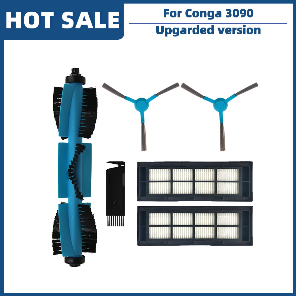 Compatible con Cecotec Conga 3090, repuestos de Robot aspirador, accesorios, Cepillo Lateral principal, filtro Hepa, fregona, tela de trapo, rueda Universal: Caqui oscuro