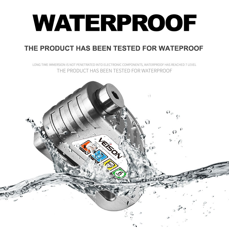 VEISON Motorcycle Waterproof Alarm Lock Motocross Bike Disc Lock Warning Security Anti theft Brake Rotor Padlock Alarma Moto