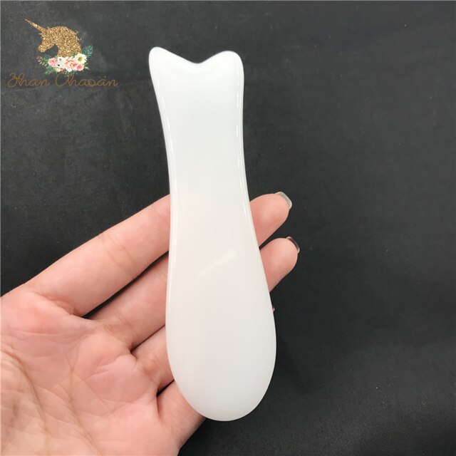 Pure Natuursteen Massage Steen Witte Jade Massager Is Gebruikt Voor Druk Therapie Van Gezicht En Hals, schrapen En Schrapen: Fish shape