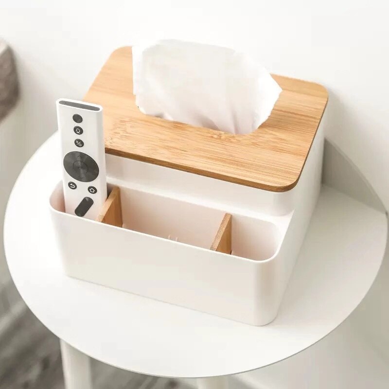 Huis Keuken Tissue Doos Houten Plastic Servet Houders Multifunctionele Tissue Buis Cosmetische Afstandsbediening Opbergdoos