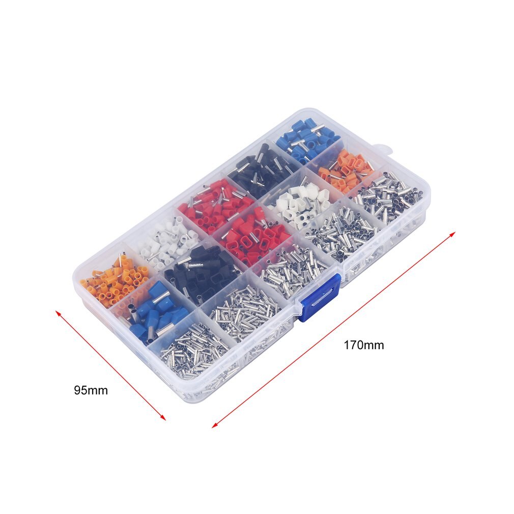 2340pcs/set Car Cable Wire Electrical Tube Terminal Connectors Box Mixed 15 Models Ferrule Kit Crimp Terminal Cord Wire Tube Box