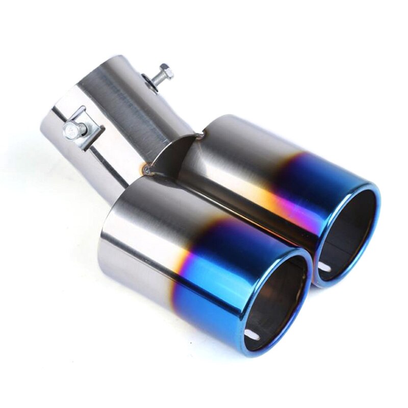 Universele Rvs Auto Staart Buis Auto Uitlaatpijp Uitlaat Auto Dual Uitlaat Trim Tip Tail Pipe: Bend style