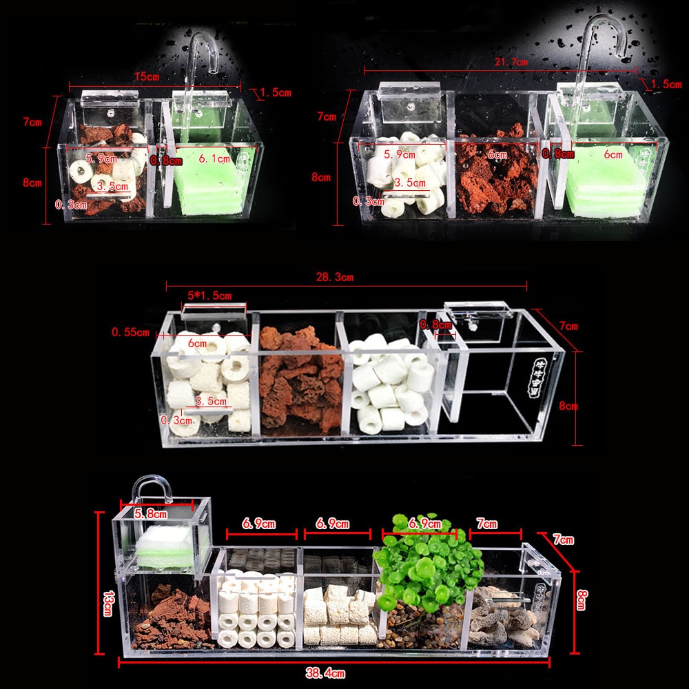 3 w 1 akrylowy filtr wiszące na zewnątrz filtr robić wody robić akwarium akwarium dla ryb