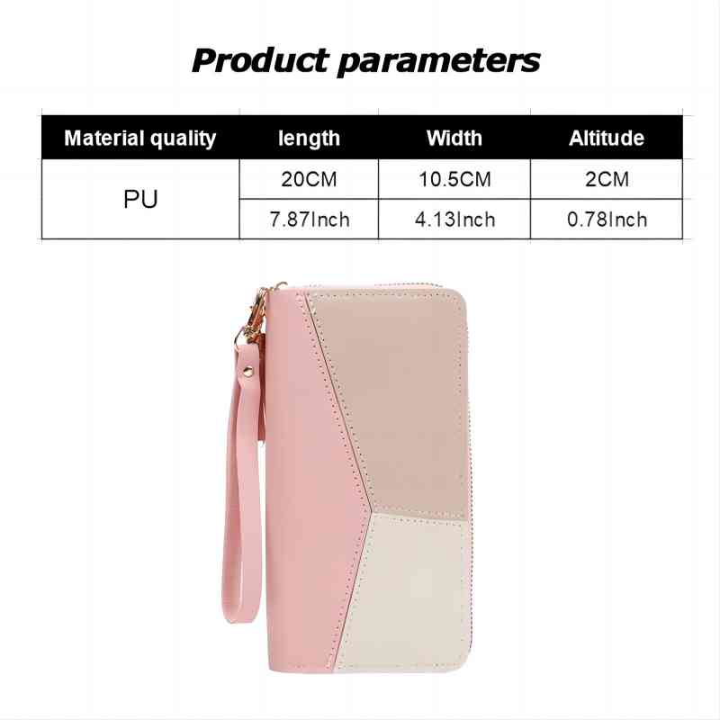 Women Large Capacity Wallet Long Zipper Durable Purse Hundred Literary Simple Splicing Clutch Bag